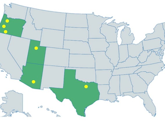 U.S. map with NITC locations