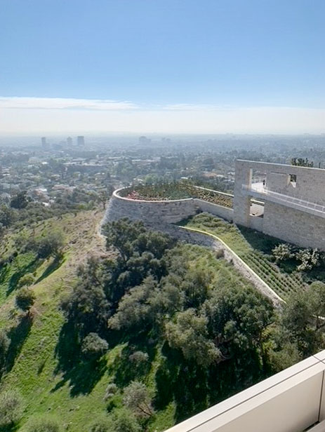 The Getty Museum overlooking the cactus garden and the Los Angeles basin