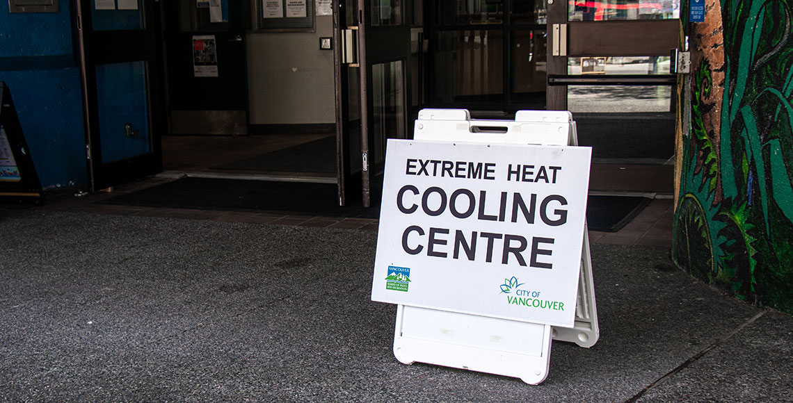 Sign for Extreme Heat Cooling Centre, City of Vancouver, B.C.