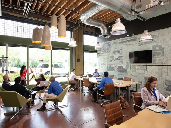 Students in workspace