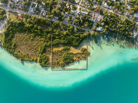 Aerial Shot of water and land