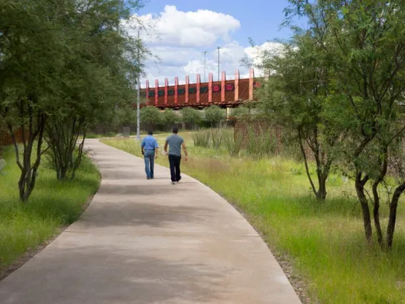 sidewalk with land