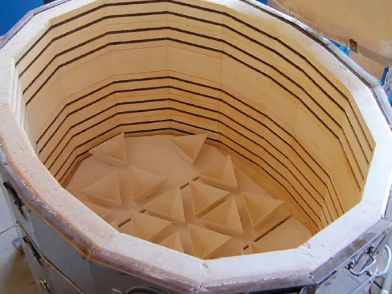 ceramic forms inside a kiln in the materials lab at the college of architecture, planning and landscape architecture