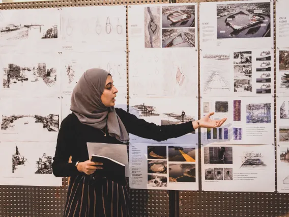 Architecture students in a studio