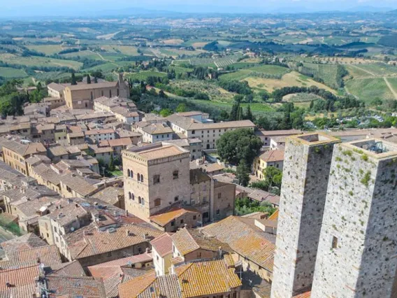 Italian cityscape and countryside