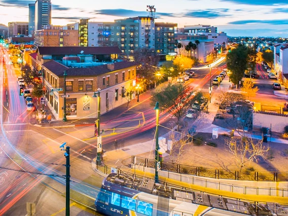 Downtown Tucson with streetcar