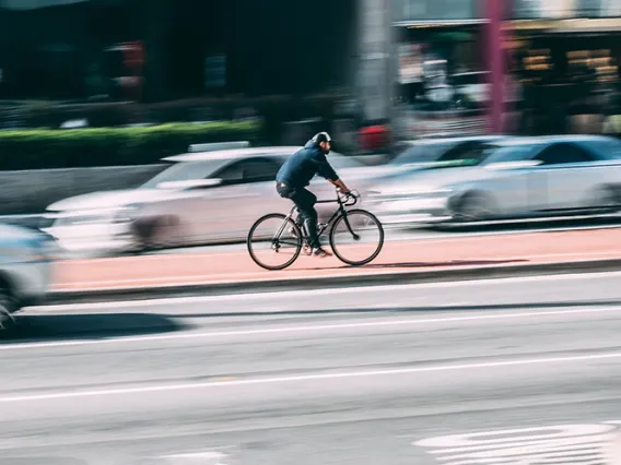 Cyclist in car traffic