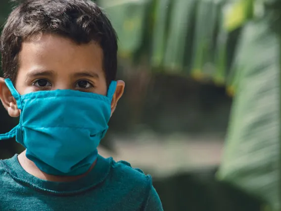 Boy with face mask