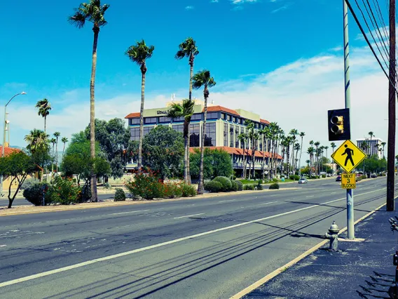 Broadway Boulevard at Swan Road intersection, looking east