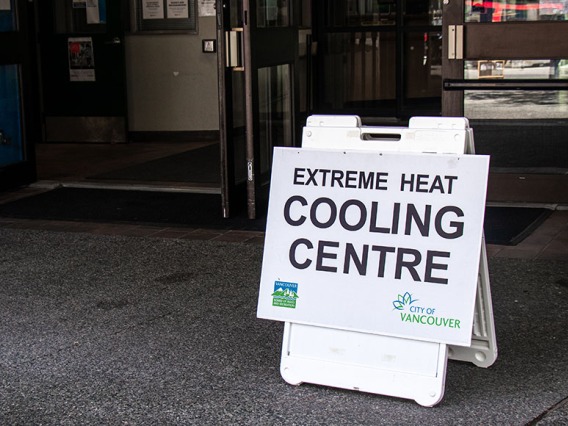 Sign for Extreme Heat Cooling Centre, City of Vancouver, B.C.