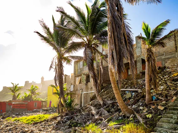 Puerto Rico damaged houses on coastline