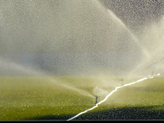 Sprinklers on lawn