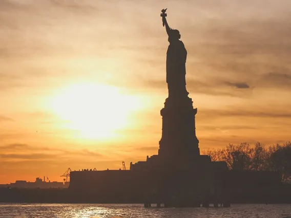 Statue of Liberty at sunset