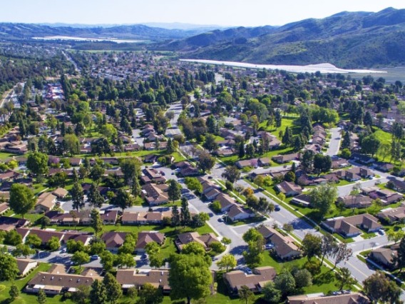 Aerial view of subdivision
