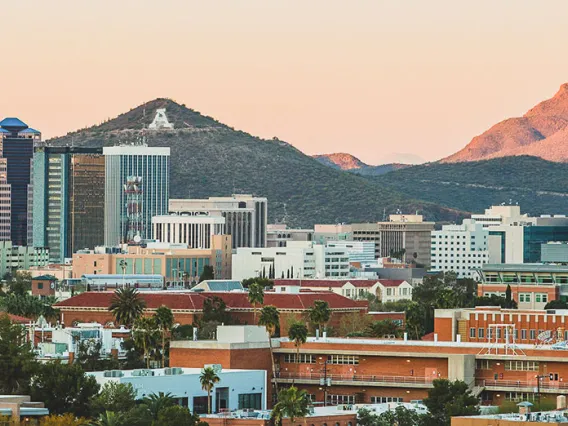 Downtown Tucson viewed from UArizona campus