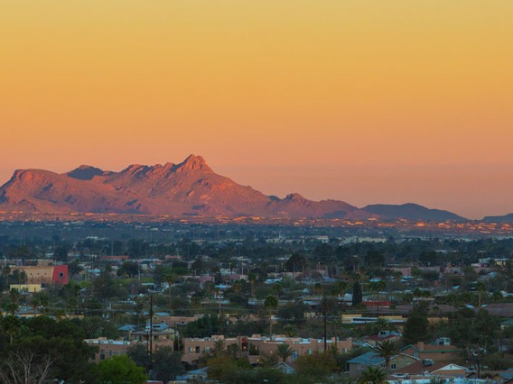 Tucson evening with yellow light