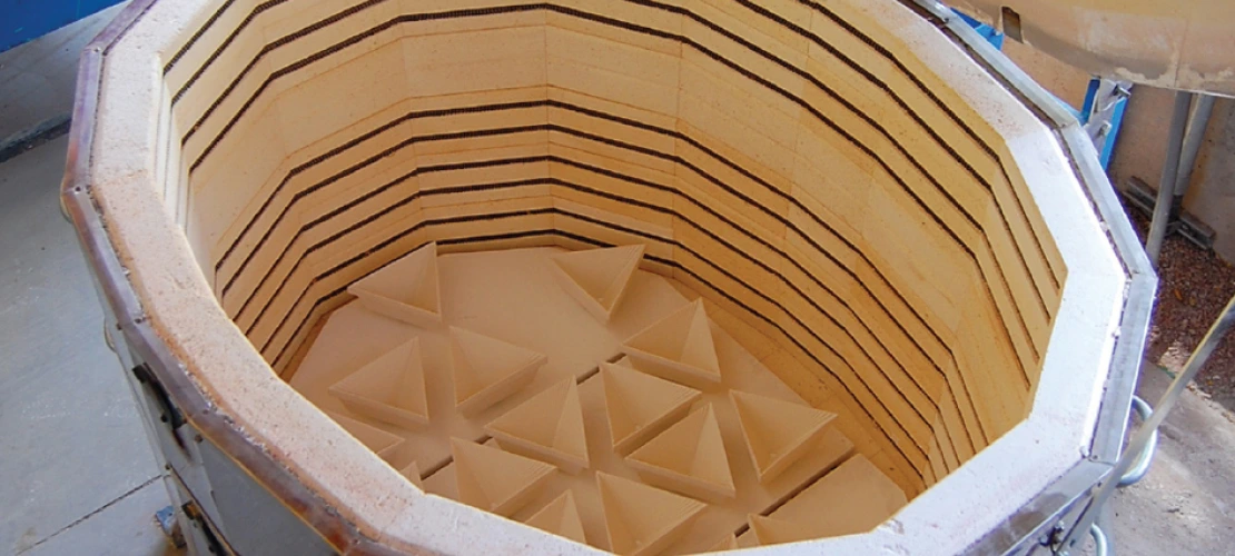 ceramic forms inside a kiln in the materials lab at the college of architecture, planning and landscape architecture