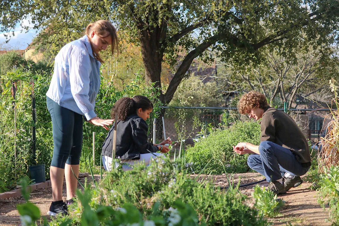 Students in garden