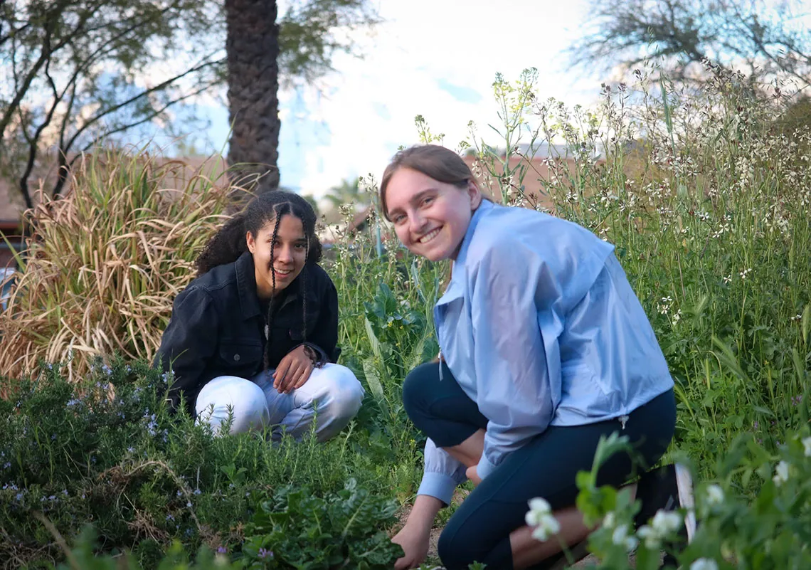 Students in garden
