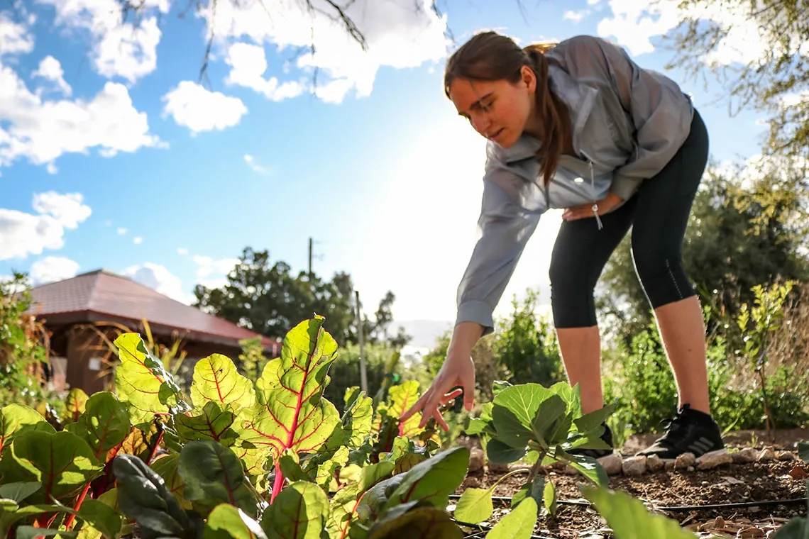 Student in garden