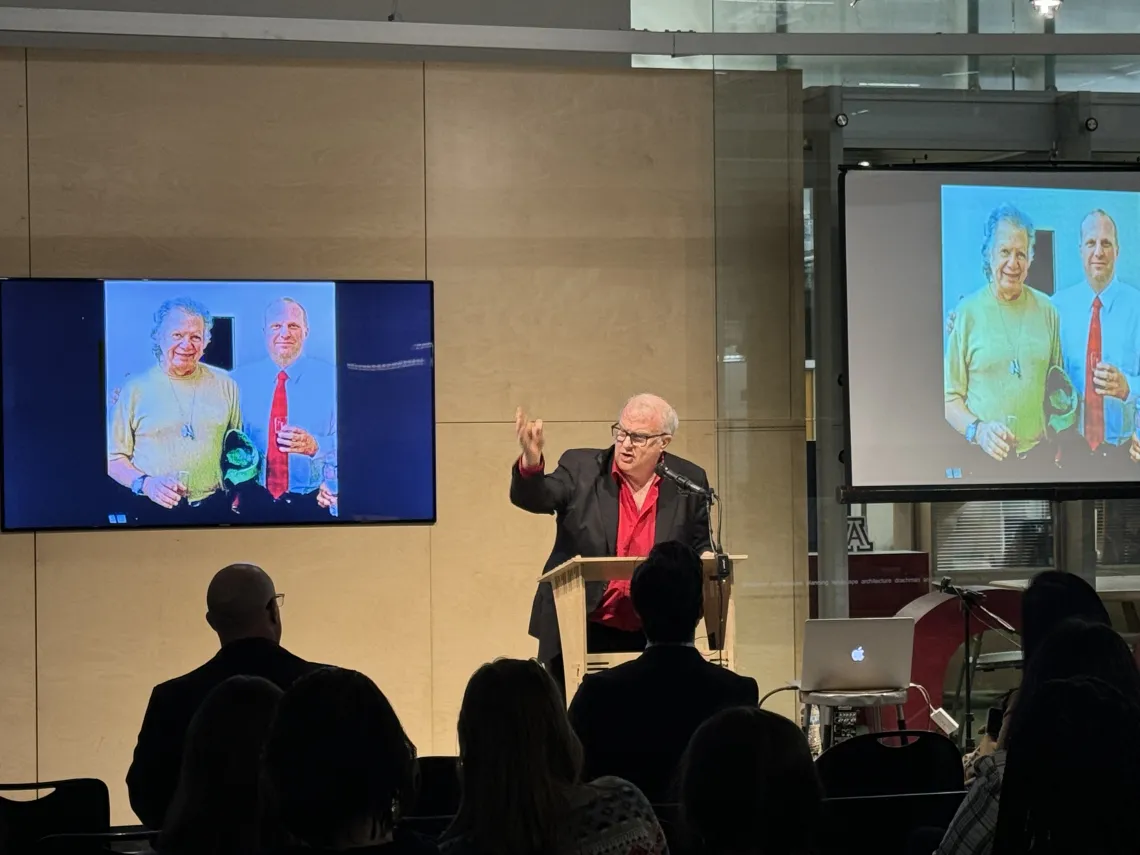 Gregorio Luke gives a lecture on Jose Sacal and his sculptures. 