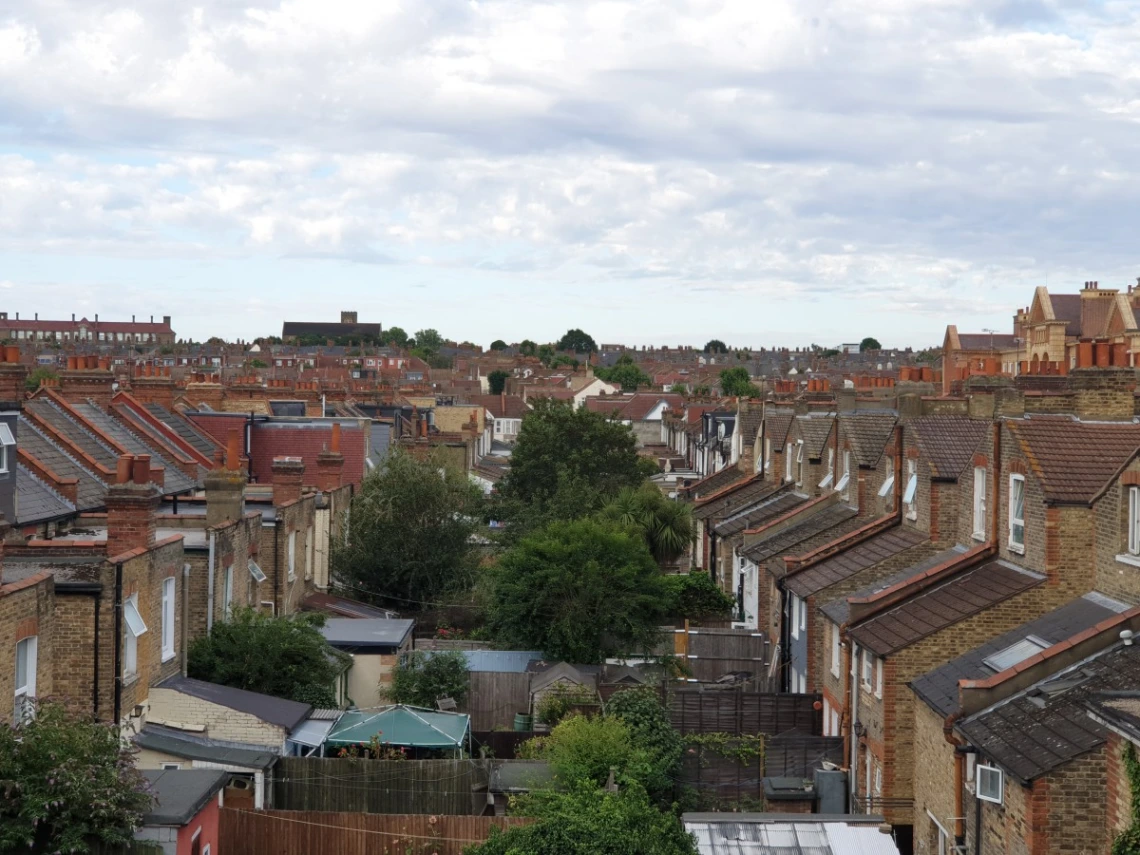 Bird's eye view of a residential neighborhood in London