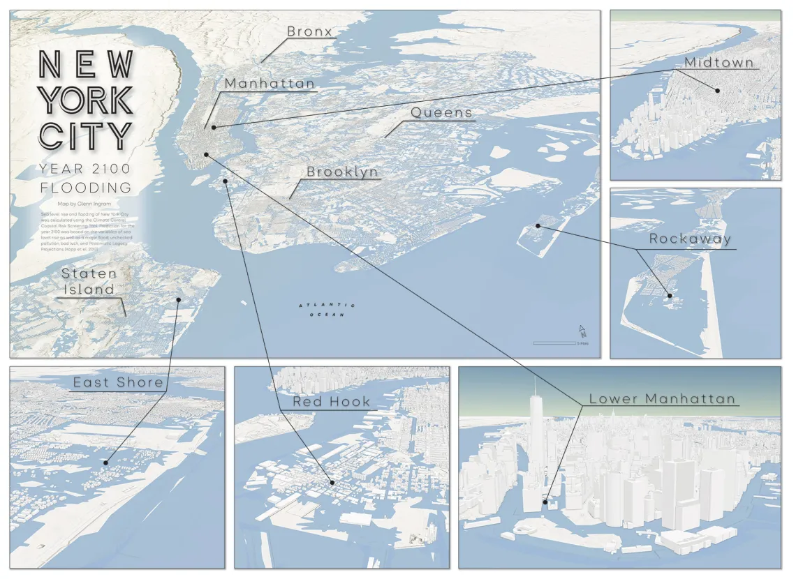 New York City 100-year floodplain map by Glenn Ingram