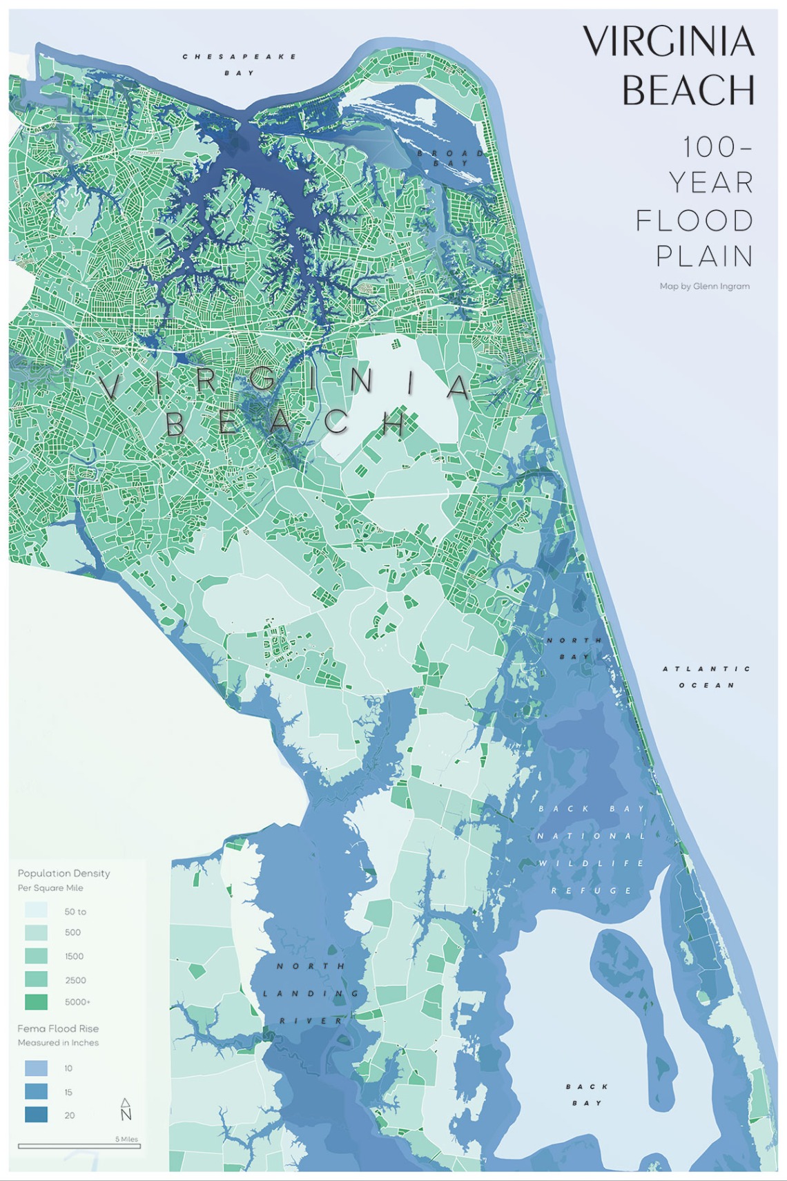 Virginia Beach 100-year floodplain map by Glenn Ingram
