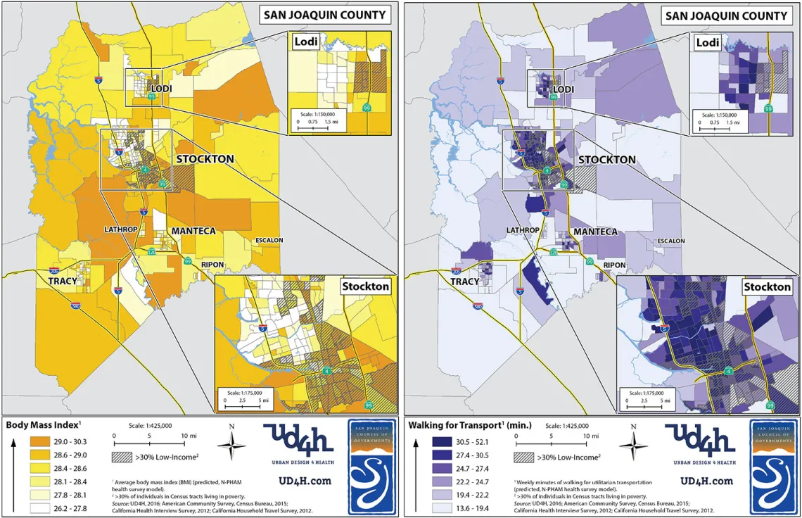 San Joaquin County BMI choropleth maps