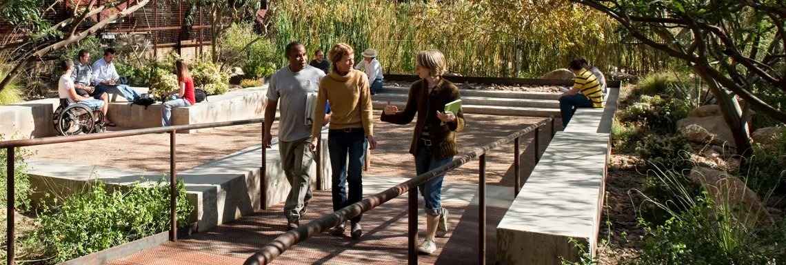 Diverse students and faculty in CAPLA's Underwood Garden