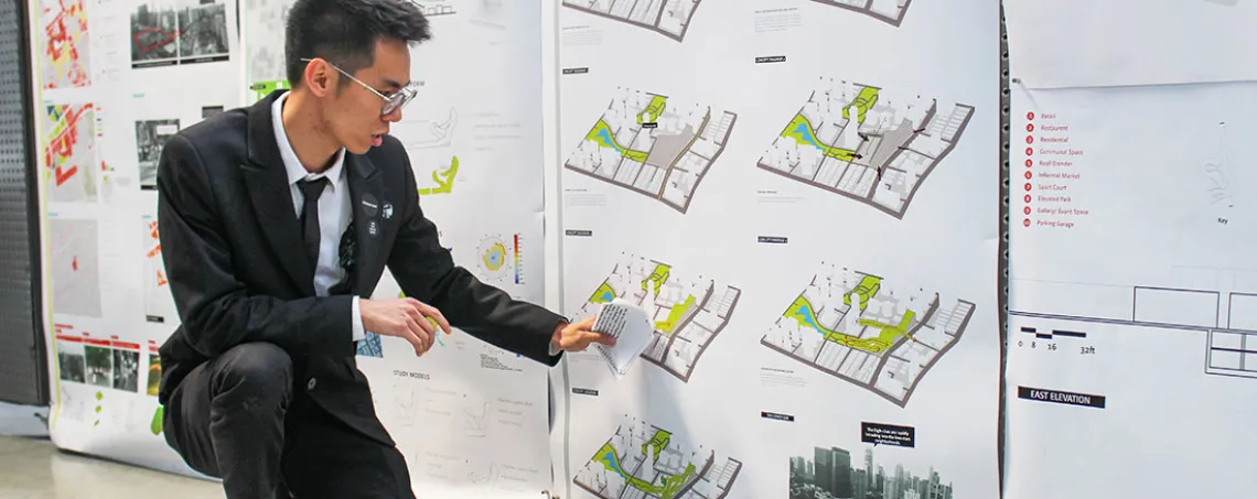 Landscape architecture student presenting