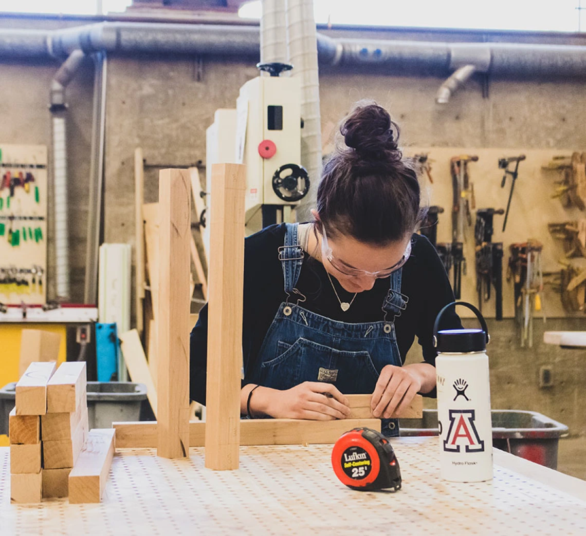 Student working in the Models Lab