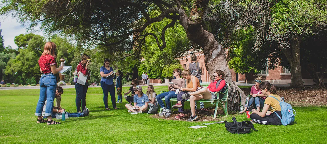 Landscape architecture class in the field