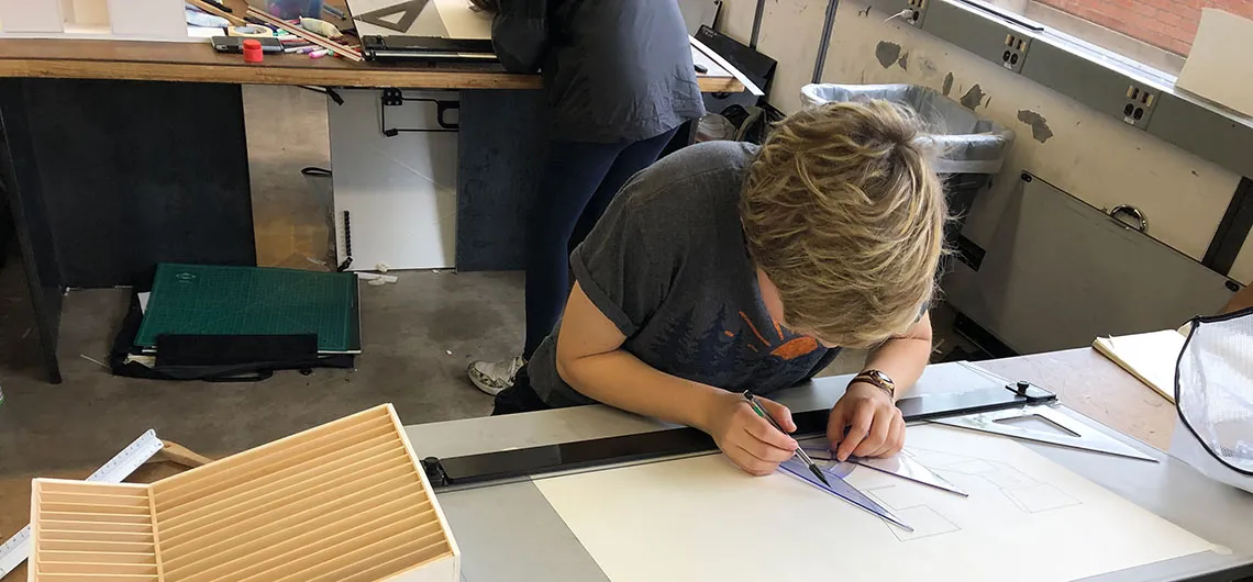 Architecture student in Foundation studio