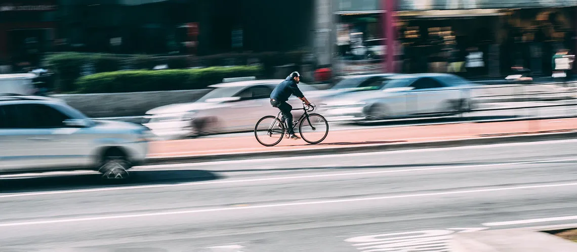 Cyclist in car traffic