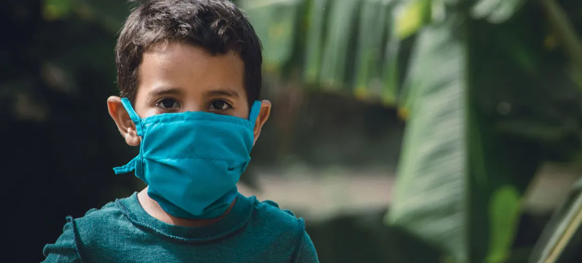 Boy with face mask