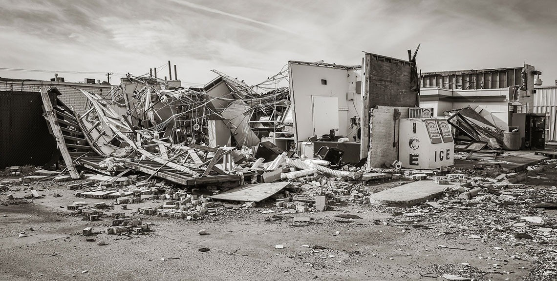 Former 7-Eleven on Walnut Hill Lane in Dallas, Texas, following October 2019 tornado.