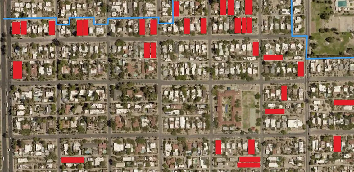 Aerial map of illegal guest houses