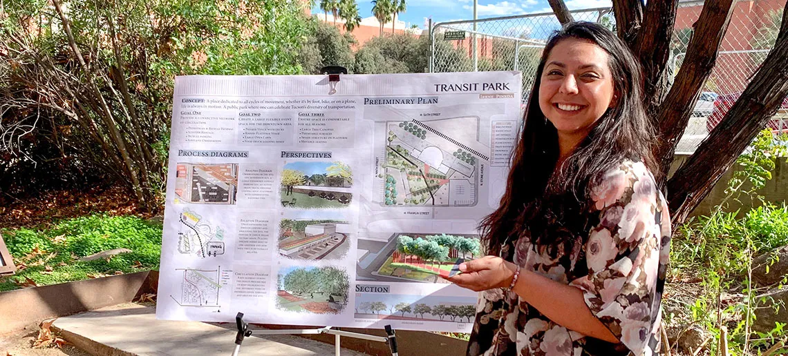 Irene Pineda in the Underwood Sonoran Garden