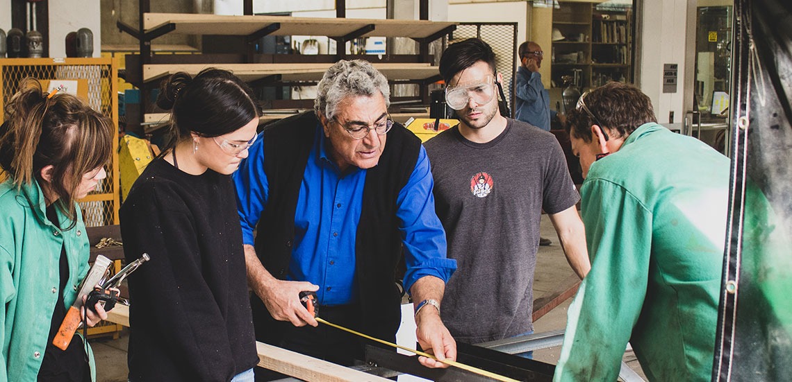 Nader Chalfoun with students in Materials Lab