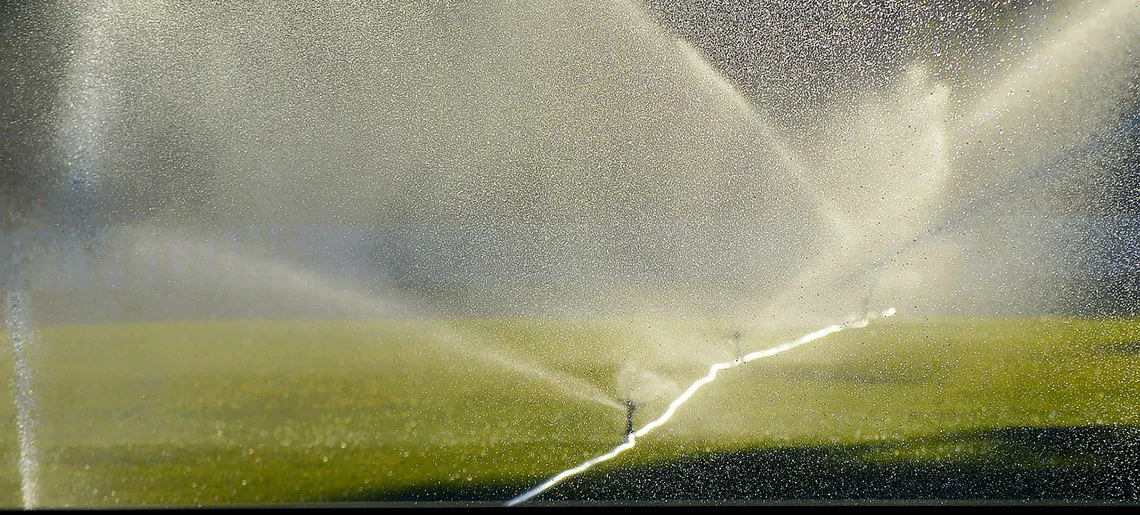 Sprinklers on lawn