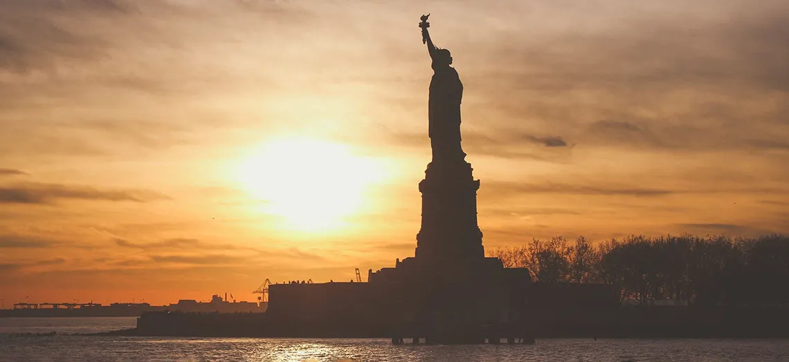 Statue of Liberty at sunset