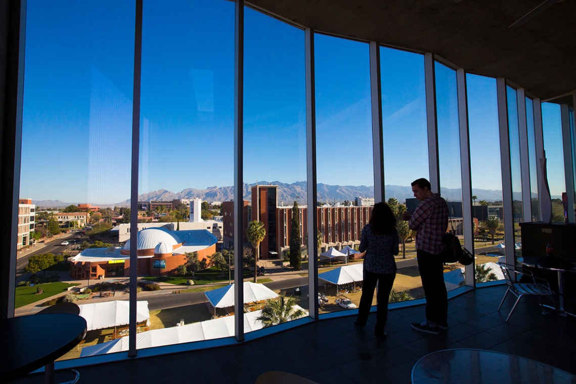 Students looking out across University of Arizona campus