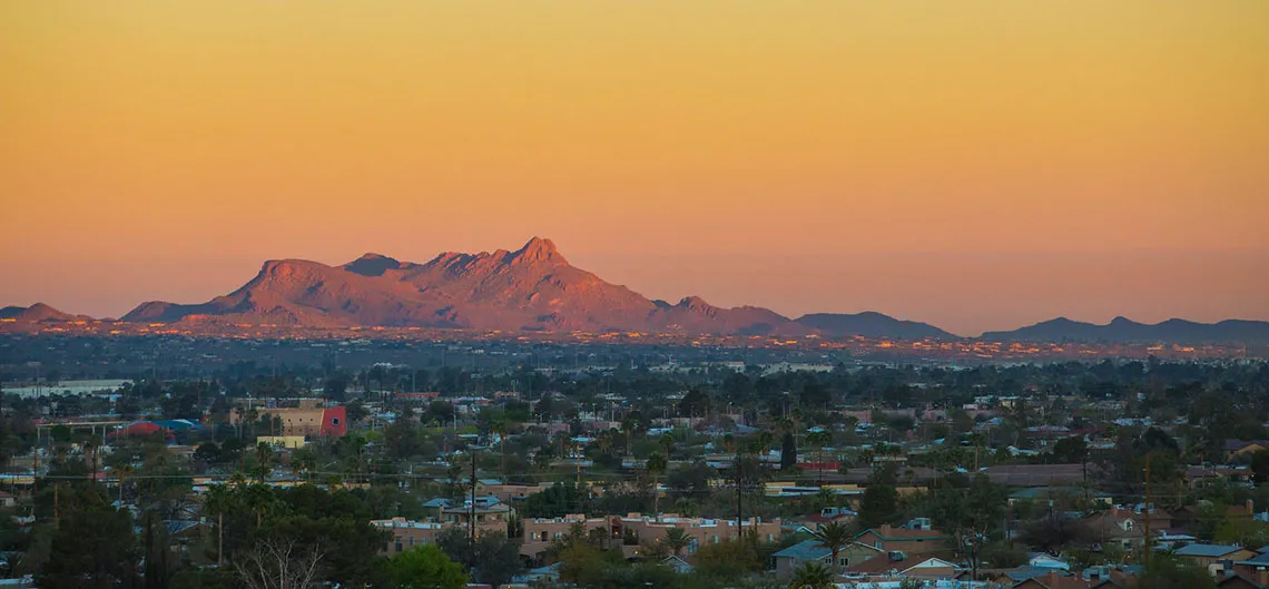 Tucson evening with yellow light