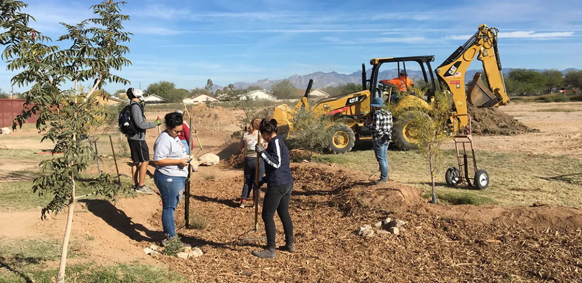 University of Arizona and Star Academic High School students at work on green infrastructure