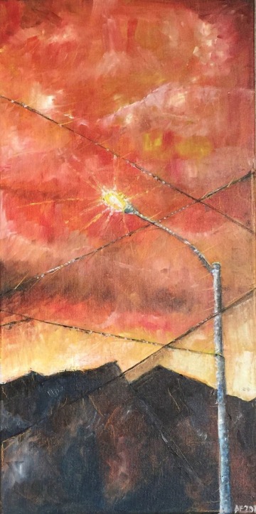 The Lamppost: An Evening in Tucson, AZ, painting by Altaf Engineer