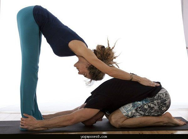 Yoga: Child's Pose with two people